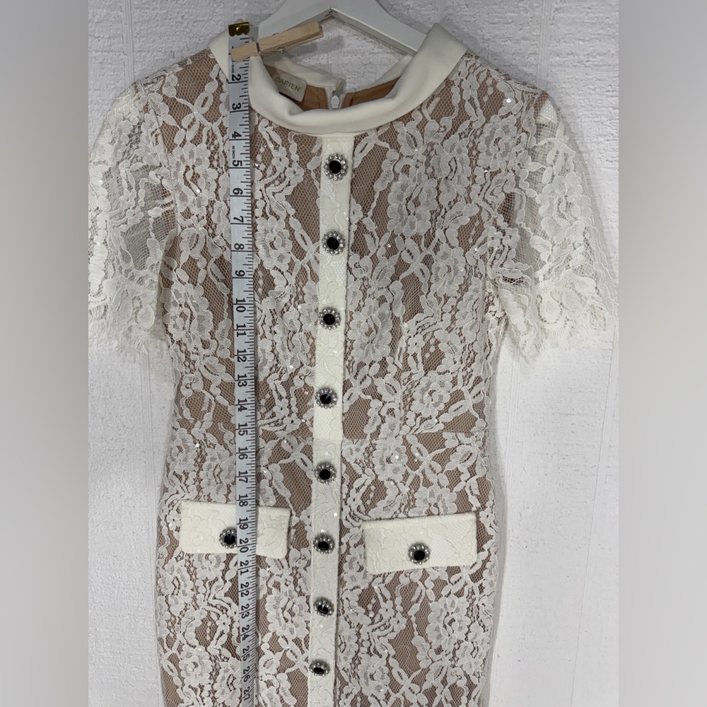 Elegant White Lace Midi Dress with Button Front - Picture 11 of 16